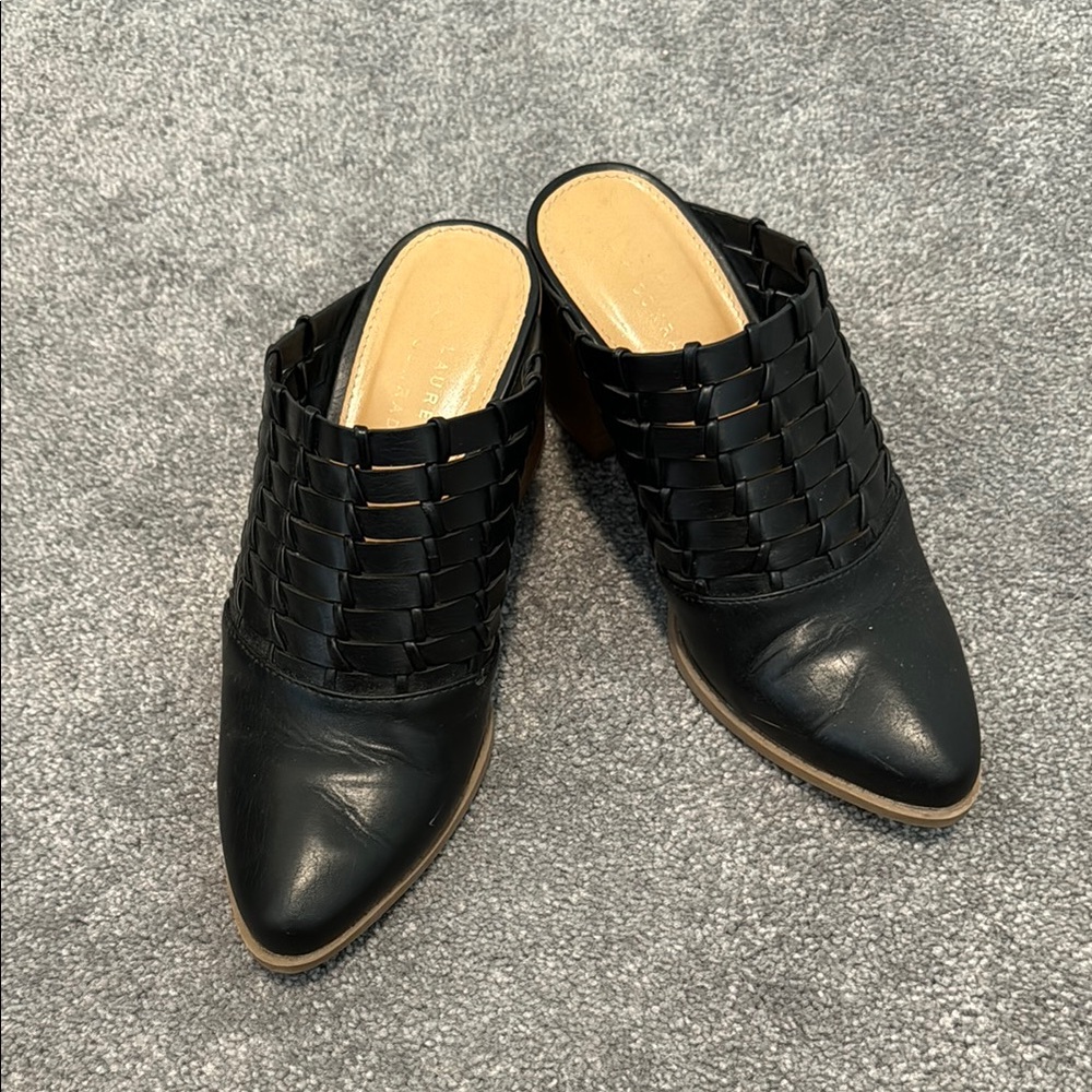Lauren Conrad Black Leather Mules